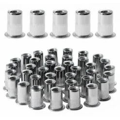 100 Pièces M6 écrou à Rivet Fileté à Tête Plate,écrous à Riveter Fileter En Acier Inoxydable,assortiment Inserts Filetés Pour Mental Plastique ( 15 Mm)