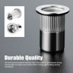 100 Pièces M6 écrou à Rivet Fileté à Tête Plate,écrous à Riveter Fileter En Acier Inoxydable,assortiment Inserts Filetés Pour Mental Plastique ( 15 Mm) -Rapid Soldes Boutique 100341853 3