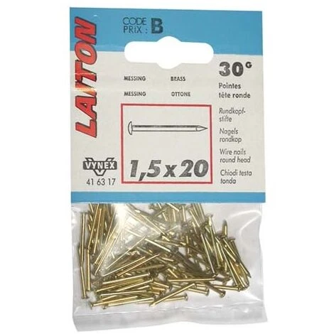 VYNEX - Pointe à Tête Ronde - Laiton - 1.3x20 Mm 1 VYNEX - Pointe à Tête Ronde - Laiton - 1.3x20 Mm