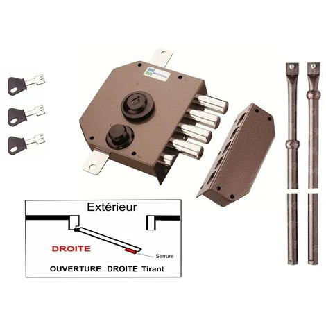 Serrure 3 Points Mottura 630 A2P1 Etoile Marron Agréé Assurances Avec 3 Clés A Pompe Incrochetables Droite - Avec Tringle - 3 Clés 1 Serrure 3 Points Mottura 630 A2P1 Etoile Marron Agréé Assurances Avec 3 Clés A Pompe Incrochetables Droite - Avec Tringle - 3 Clés