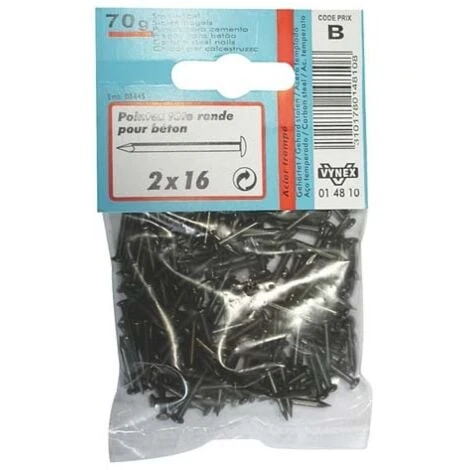VYNEX - Pointe Béton - Tête Ronde - Acier Trempé - 2x16 Mm 1 VYNEX - Pointe Béton - Tête Ronde - Acier Trempé - 2x16 Mm