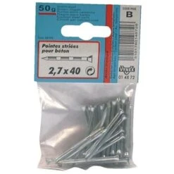 VYNEX - Pointe Béton - Striée - Acier Zingué - 3.5x60 Mm