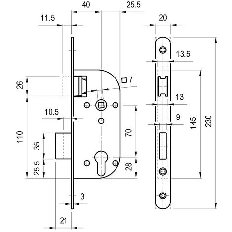 Serrure à Larder à Pêne Magnétique Coffre 145 Mm Entraxe 70 Axe 40 Mm Carré De 7 Mm Réversible Avec Gâche Clé I 4 Serrure à Larder à Pêne Magnétique Coffre 145 Mm Entraxe 70 Axe 40 Mm Carré De 7 Mm Réversible Avec Gâche Clé I – Image 4