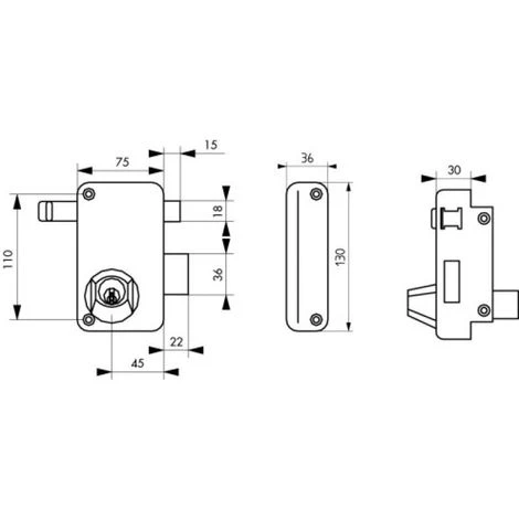 Serrure En Applique à Cylindre Rond Verticale à Tirage Gauche 3 Serrure En Applique à Cylindre Rond Verticale à Tirage Gauche – Image 3