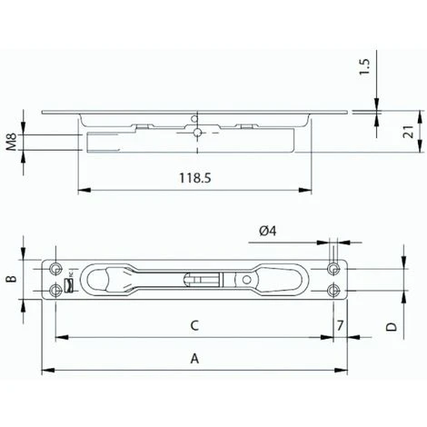 Verrou à Bascule 1 Sortie En M8, Têtière 24x160x1,5 Zinguée. Profondeur D'encastrement 21 Mm, Entraxe De Fixation 146 Mm 2 Verrou à Bascule 1 Sortie En M8, Têtière 24x160x1,5 Zinguée. Profondeur D'encastrement 21 Mm, Entraxe De Fixation 146 Mm – Image 2