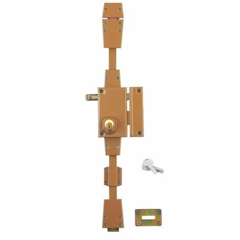 Serrurerie De Picardie - Serrure En Applique Horizontale, à Tirage, 3 Pts, Bronze, Droite 1 Serrurerie De Picardie - Serrure En Applique Horizontale, à Tirage, 3 Pts, Bronze, Droite