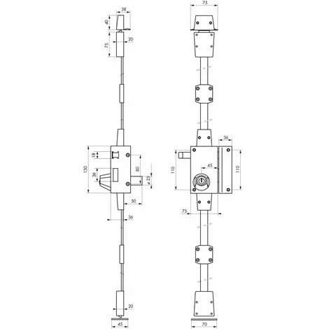 Serrurerie De Picardie - Serrure En Applique Horizontale, à Tirage, 3 Pts, Bronze, Droite 2 Serrurerie De Picardie - Serrure En Applique Horizontale, à Tirage, 3 Pts, Bronze, Droite – Image 2