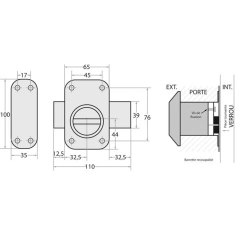 Verrou V136 Système V5 à Bouton Et Cylindre Extensible - Vachette 2 Verrou V136 Système V5 à Bouton Et Cylindre Extensible - Vachette – Image 2