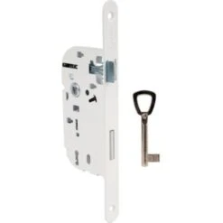 Serrure à Larder Blanche Droite à Fouillot - Clé L - Axe à 50 Mm - Série D10 - Vachette