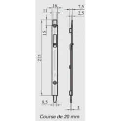 Verrou à Onglet à Plaquer 676E L.215 Mm MAP Zingué Blanc - 676E215SC