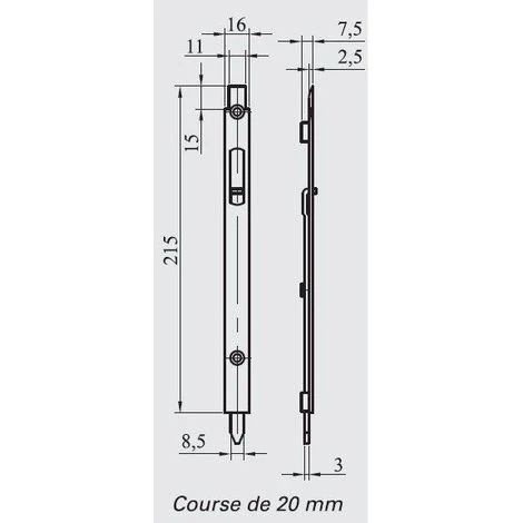 Verrou à Onglet à Plaquer 676E L.215 Mm MAP Zingué Blanc - 676E215SC 1 Verrou à Onglet à Plaquer 676E L.215 Mm MAP Zingué Blanc - 676E215SC