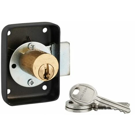 THIRARD - Serrure De Meuble En Applique Pour Porte D'ameublement, Gauche, Axe 25mm, 70x50mm, Noir, 3 Clés 1 THIRARD - Serrure De Meuble En Applique Pour Porte D'ameublement, Gauche, Axe 25mm, 70x50mm, Noir, 3 Clés