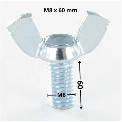 Vis Oreilles M8X60 Forme Américaine Acier Zingué Blanc Conditionnement: 10 Pieces 2 Vis Oreilles M8X60 Forme Américaine Acier Zingué Blanc Conditionnement: 10 Pieces – Image 2