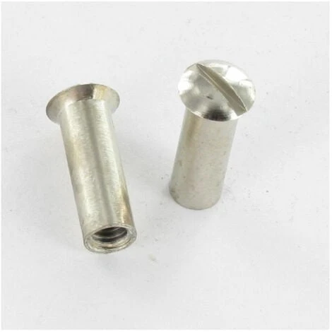 Écrou Relieur Tête Fraisée Bombée TFB Fendue M4X12 5X16 Laiton Chrome 1 Écrou Relieur Tête Fraisée Bombée TFB Fendue M4X12 5X16 Laiton Chrome