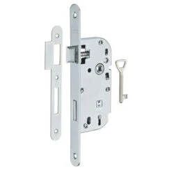 THIRARD - Serrure Encastrable à Clé Pour Porte De Chambre, Axe 40mm, Bouts Ronds, Blanc, 1 Clé