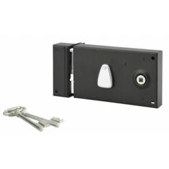 THIRARD - Serrure Horizontale En Applique à Clé à Fouillot Pour Portail, Gauche, Axe 58mm, 82x140mm, Zingué, 2 Clés