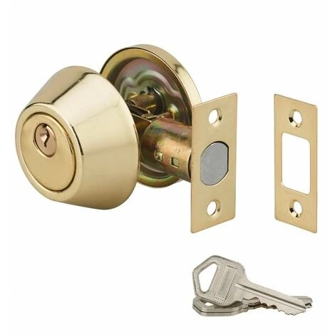 THIRARD - Serrure Horizontale Tubulaire En Applique à Bouton Pour Porte D'entrée, Axe Réglable, Doré, 3 Clés 1 THIRARD - Serrure Horizontale Tubulaire En Applique à Bouton Pour Porte D'entrée, Axe Réglable, Doré, 3 Clés