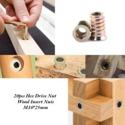 Pack De 20 Pièces M10 Écrou Hexagonal Fileté En Alliage De Zinc, Écrous D'Insert En Alliage De Zinc Assortiment (M10x25mm) -Rapid Soldes Boutique 32752980 4