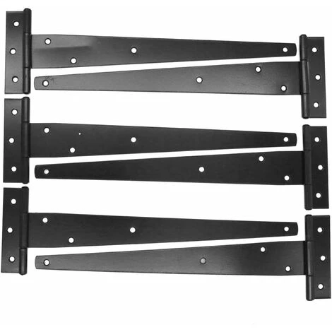AIDUCHO Lot De 6 Charnières En T Résistantes Pour Abri De Jardin, Portail En Bois, Charnières De Portail De Grange Noires En Fer Forgé Antirouille 1 AIDUCHO Lot De 6 Charnières En T Résistantes Pour Abri De Jardin, Portail En Bois, Charnières De Portail De Grange Noires En Fer Forgé Antirouille