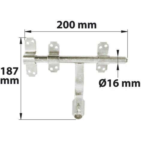 AFBAT Verrou Vervelle Acier Zingué, H.195 X L.200 X P.30 Mm 3 AFBAT Verrou Vervelle Acier Zingué, H.195 X L.200 X P.30 Mm – Image 3