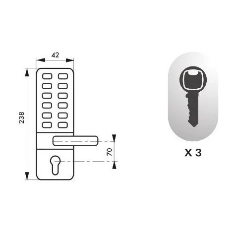 Thirard - Serrure à Combinaison Chromée Mat Avec Béquille Double Pour Serrure à Encastrer Entraxe 70 Mm 3 Clés 2 Thirard - Serrure à Combinaison Chromée Mat Avec Béquille Double Pour Serrure à Encastrer Entraxe 70 Mm 3 Clés – Image 2