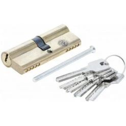 Barillet Cylindre De Serrure 80 Mm En Laiton Avec 5 Cles