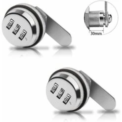 Serrure à Came à Combinaison De Code,2 Pièces Serrure à Combinaison De Tiroir,Serrure à Came à Languette Rotative Pour Boîte à Outils Pour Armoire à Tiroirs De Bureau Guazhuni (Argent)