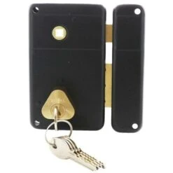 Serrure En Applique Axe à 45mm Verticale Noire Ouverture à Droite