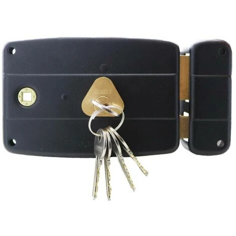 Serrure En Applique Axe à 60mm Horizontale Noire Ouverture à Droite 1 Serrure En Applique Axe à 60mm Horizontale Noire Ouverture à Droite