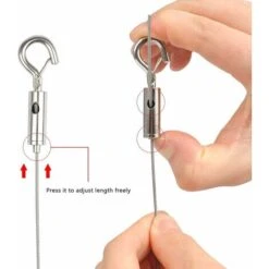 Fil De Suspension De Photos De 2 M - 1,5 Mm - Avec Boucle Et Crochet - Robuste - Réglable - En Acier Inoxydable - Pour Lampe, Miroir - Charge Maximale : 30 Kg，Starlight，2Pcs -Rapid Soldes Boutique 50942108 3