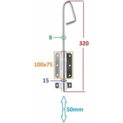 Verrou Baïonnette 320mm Universel Poignée Acier Portail Porte Jardin Loquet Levier Tige Blocage Butée Arrêt -Rapid Soldes Boutique 57711435 2