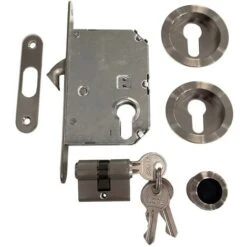 Serrure à Galandage "KLOSE Besser" Avec Cylindre Et ACCESSOIRES - Couleur Inox