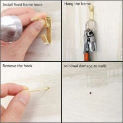 130Pcs Crochet Pour Cadre Photo Crochets De Suspension Accroche Tableau Avec Clous Metal Crochet Mural Robustes Outil De Suspension D'Image Pour Photos Horloge Toile Vêtements Décoration De Maison,T-A -Rapid Soldes Boutique 58166421 4