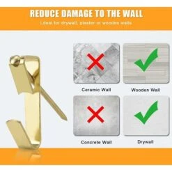 130Pcs Crochet Pour Cadre Photo Crochets De Suspension Accroche Tableau Avec Clous Metal Crochet Mural Robustes Outil De Suspension D'Image Pour Photos Horloge Toile Vêtements Décoration De Maison,T-A -Rapid Soldes Boutique 58166421 5