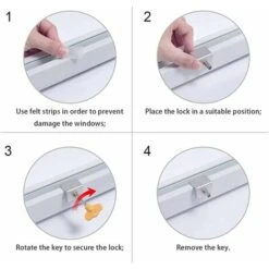 Loquet De Baie Coulissante, 2 PCS Serrure De Fenêtre Coulissante En Alliage D'aluminium Anti-dérapant Serrure De Fenêtre De Sécurité Avec Bloc De Porte Coulissante à Clé Loquet Coulissant Pour Enfants -Rapid Soldes Boutique 58575733 5