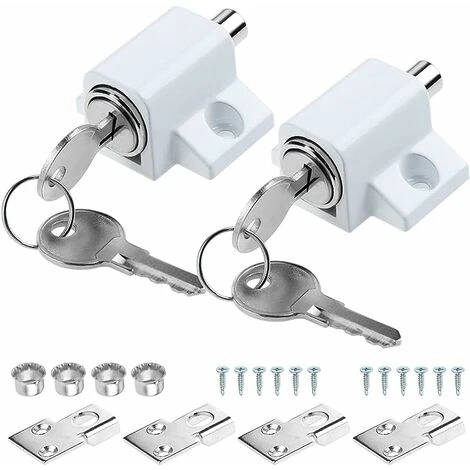 GU.B/bon 2 X Verrous De Porte Patio Coulissants Blancs Fixés Serrure De Sécurité De Fenêtre à Boulon 1 GU.B/bon 2 X Verrous De Porte Patio Coulissants Blancs Fixés Serrure De Sécurité De Fenêtre à Boulon