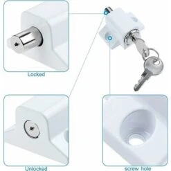 GU.B/bon 2 X Verrous De Porte Patio Coulissants Blancs Fixés Serrure De Sécurité De Fenêtre à Boulon 7 GU.B/bon 2 X Verrous De Porte Patio Coulissants Blancs Fixés Serrure De Sécurité De Fenêtre à Boulon -Rapid Soldes Boutique 59152814 4