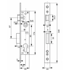 Boîtier Serrure à Encastrer Cylindre E70 Réversible Finition : Zingué -Rapid Soldes Boutique 62140927 2