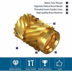 RHAFAYRE Insert Fileté, 300 Pièces Inserts D'écrou M2, M2,5, M3, M4, M5, M6 Insert Fileté Filetage Femelle Écrous Moletés En Laiton Douilles Filetées Insert Moleté Laiton Pour Plastique Bois Impressio -Rapid Soldes Boutique 63763698 3