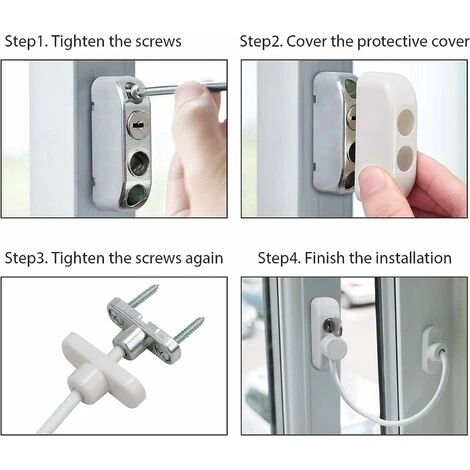 1pc Fenêtre Entrebâilleur De Porte Verrouillage Porte Coulissante Bébé Sécurité Enfant Verrou De Sécurité Câble Catch Fils Avec Clé En Acier Inoxydable Pour Garage Placard Fenêtre Chambre,blanche,Lila 5 1pc Fenêtre Entrebâilleur De Porte Verrouillage Porte Coulissante Bébé Sécurité Enfant Verrou De Sécurité Câble Catch Fils Avec Clé En Acier Inoxydable Pour Garage Placard Fenêtre Chambre,blanche,Lila – Image 5