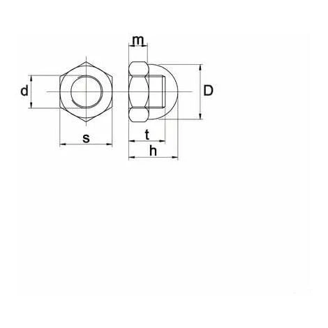 4x Ecrou Borgne Hexagonal M16 Acier Zingué DIN 1587 2 4x Ecrou Borgne Hexagonal M16 Acier Zingué DIN 1587 – Image 2