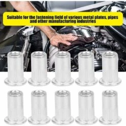 100Pcs Ecrou A Sertir M5, Écrou à Sertir Aluminium, Écrou à Rivet Fileté à Tête Plate, Rivet Nuts M5 De Écrou D'Insertion Pour Automobiles, Meubles -Rapid Soldes Boutique 65644799 5
