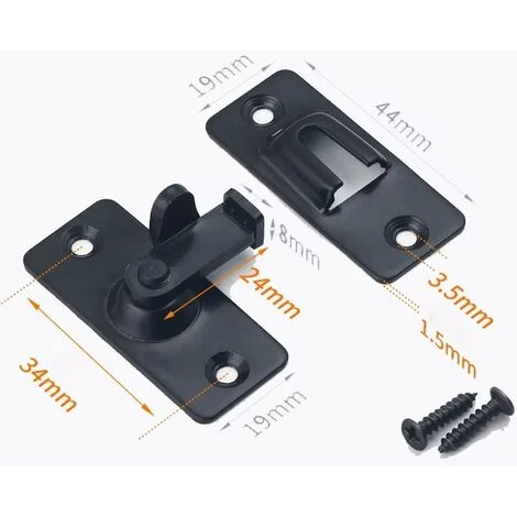 90-Grad-Türschlossriegel, Schwarz 2 Stück Edelstahl-Sicherheitswinkelschlossriegel Für Schiebe-/Drucktüren, Satin-Nickel 2 90-Grad-Türschlossriegel, Schwarz 2 Stück Edelstahl-Sicherheitswinkelschlossriegel Für Schiebe-/Drucktüren, Satin-Nickel – Image 2