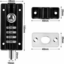 Loquet De Verrouillage à Combinaison Verrou à Combinaison à 4 Chiffres Verrou De Porte à Code Mécanique Serrure Sans Clé Glissière Verrou De Porte Inviolable Pour Armoire Jardin,KoleZy -Rapid Soldes Boutique 67694595 3