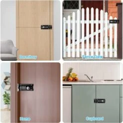 Loquet De Verrouillage à Combinaison Verrou à Combinaison à 4 Chiffres Verrou De Porte à Code Mécanique Serrure Sans Clé Glissière Verrou De Porte Inviolable Pour Armoire Jardin,KoleZy -Rapid Soldes Boutique 67694595 4