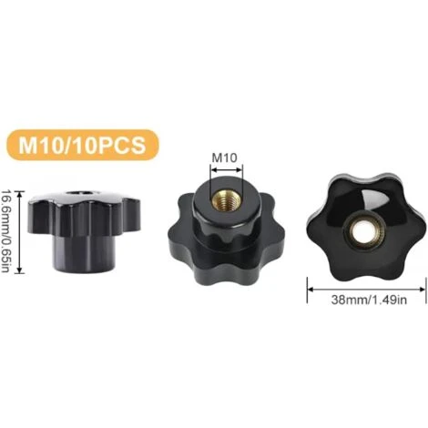 M10 Filetage Femelle De Serrage De Bouton,10 Pièces Étoile Tête Écrous De Serrage Bouton Boutons De Serrage De Filetage M10 De Serrage Pour Machines Équipement Industriel Equipment-38mm,Yeurié 2 M10 Filetage Femelle De Serrage De Bouton,10 Pièces Étoile Tête Écrous De Serrage Bouton Boutons De Serrage De Filetage M10 De Serrage Pour Machines Équipement Industriel Equipment-38mm,Yeurié – Image 2