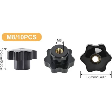 M8 Filetage Femelle De Serrage De Bouton,10 Pièces Étoile Tête Écrous De Serrage Bouton Boutons De Serrage De Filetage M8 De Serrage Pour Machines Équipement Industriel Equipment-38mm,Yeurié 2 M8 Filetage Femelle De Serrage De Bouton,10 Pièces Étoile Tête Écrous De Serrage Bouton Boutons De Serrage De Filetage M8 De Serrage Pour Machines Équipement Industriel Equipment-38mm,Yeurié – Image 2