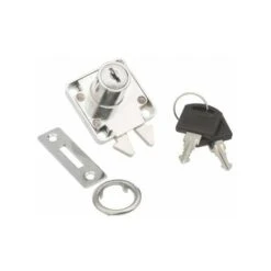 Serrure à Crochet De Porte Coulissante En Acier Chromé Avec Clés Barillet Rosace Et Platine Meuble Porte Verrou Placard Armoire Tiroir Portail