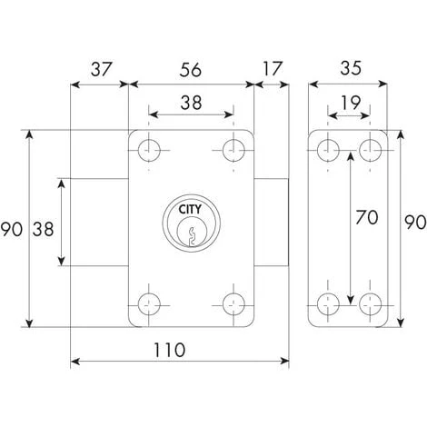 Verrou CITY 26 à Double Entrée Cylindre De 60 Mm - ISEO - 10022601 2 Verrou CITY 26 à Double Entrée Cylindre De 60 Mm - ISEO - 10022601 – Image 2