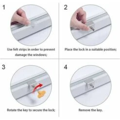 Fermeture Baie Coulissante,2 PCS Serrure Fenêtre Coulissante Anti-dérapant Alliage Aluminium Serrure De Fenetre De Sécurité Avec Clé Bloque Porte Coulissante Verrou Coulissante Pour Enfants -Rapid Soldes Boutique 81038622 5